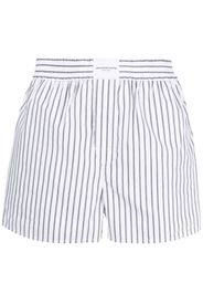 Alexander Wang logo-patch striped poplin shorts - Bianco