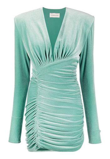 Alexandre Vauthier V-neck ruched mini dress - Verde