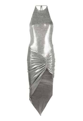 Alexandre Vauthier metallic-effect asymmetric draped midi dress - Argento