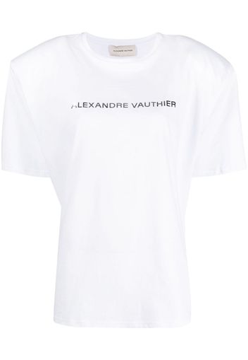 Alexandre Vauthier logo-print shoulder-pad T-shirt - Bianco