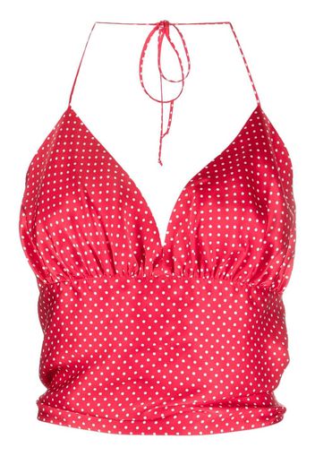 Alexandre Vauthier dot-print silk halterneck top - Rosso