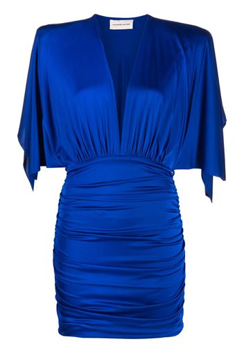 Alexandre Vauthier ruched V-neck minidress - Blu