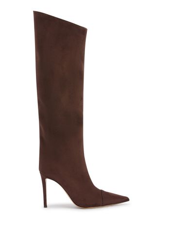 Alexandre Vauthier pointed-toe 105mm cotton boots - Marrone