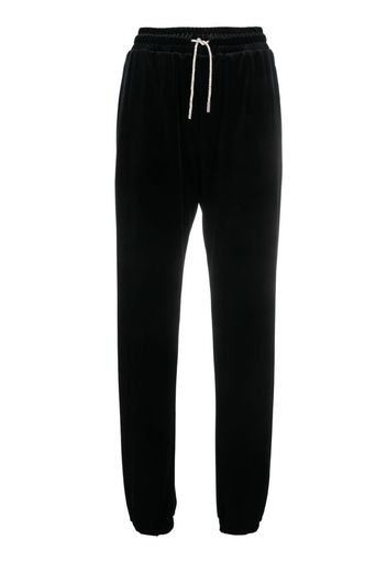 Alexandre Vauthier rhinestone-drawstring velvet track pants - Nero