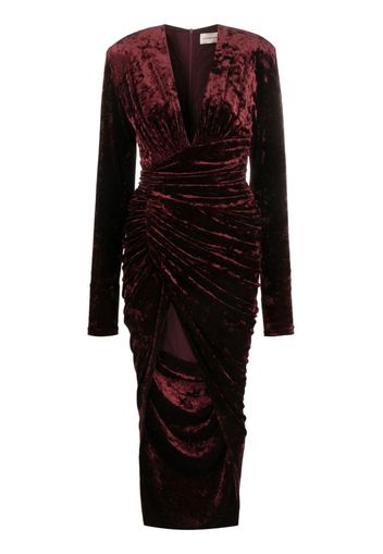 Alexandre Vauthier draped asymmetric velour dress - Rosso