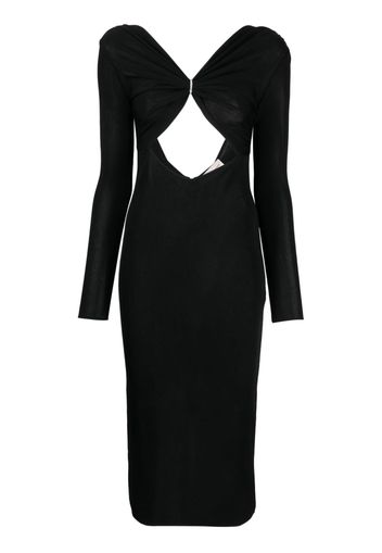 Alexandre Vauthier V-neck cut-out midi dress - Nero