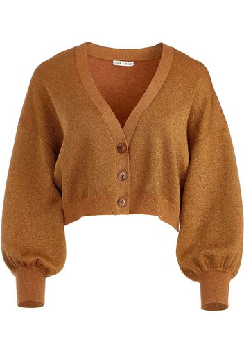 Alice+Olivia Zelina mettallic-knit cropped cardigan - Marrone