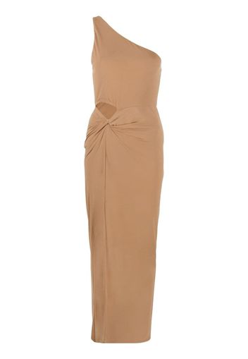 Alice+Olivia one-shoulder slit-detail dress - Marrone