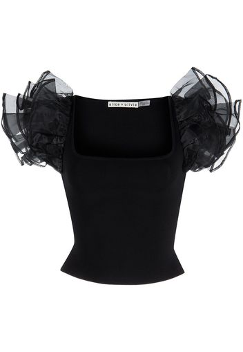 Alice+Olivia Top Merida con ruches - Nero