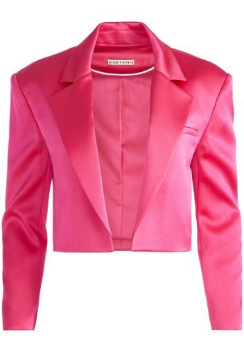 alice + olivia oversized satin cropped blazer - Rosa