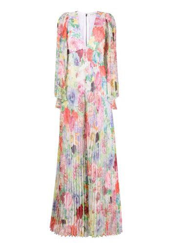 alice + olivia floral pleated jumpsuit - Bianco