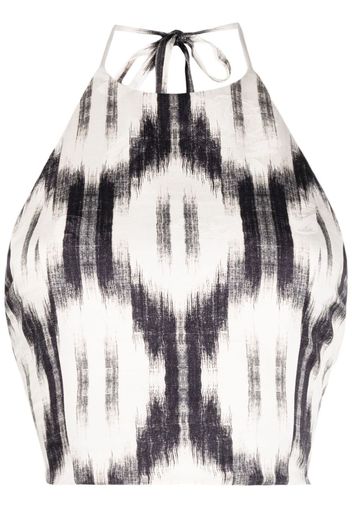 alice + olivia Ash ikat-pattern halterneck tank top - Bianco