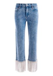 alice + olivia crystal-embellished cropped jeans - Blu
