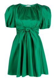 alice + olivia satin-finish puff-sleeved dress - Verde