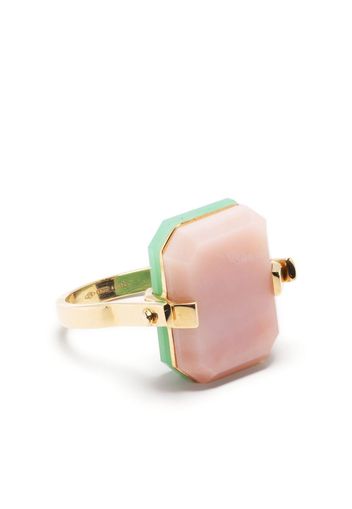 Aliita 9kt yellow gold Deco Sandwich opal and crisopas ring - Oro