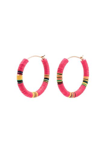 pink beaded hoop earrings