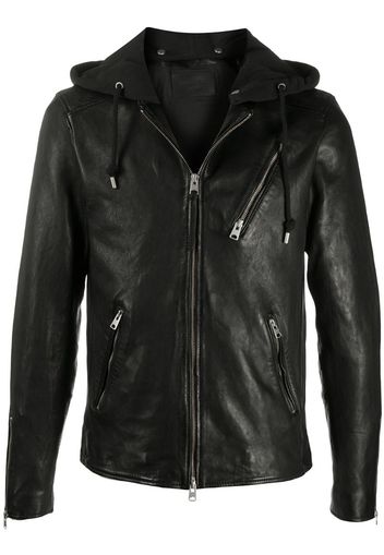 detachable-hood biker jacket