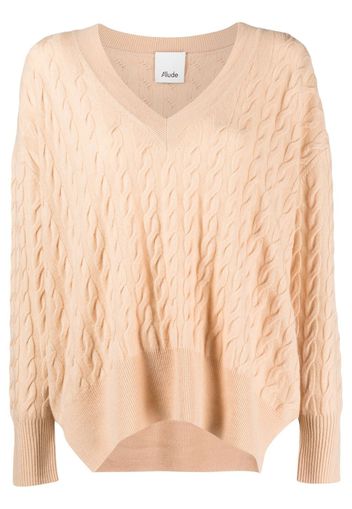 Allude cable-knit V-neck cashmere jumper - Toni neutri