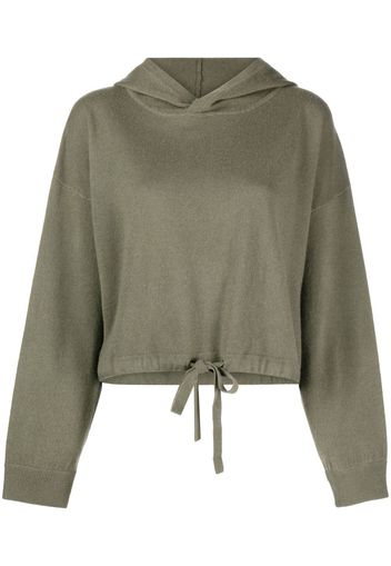 Allude drawstring-waist knitted hoodie - Verde
