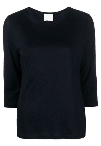 Allude three-quarter sleeve linen top - Blu