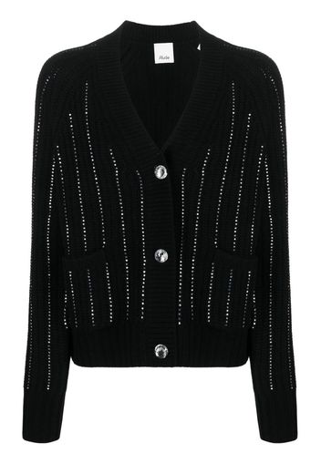 Allude rhinestone-stripes wool-blend cardigan - Nero