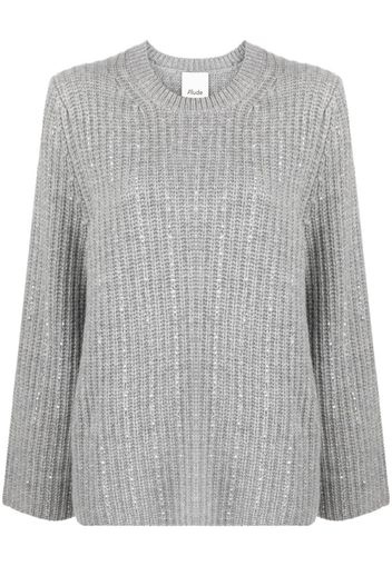 Allude rhinestone-embellished ribbed-knit jumper - Grigio