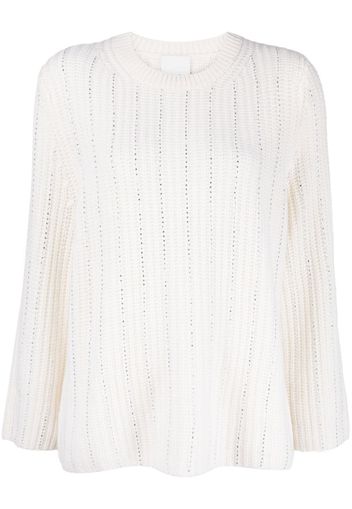 Allude rhinestone-embellished ribbed-knit jumper - Bianco