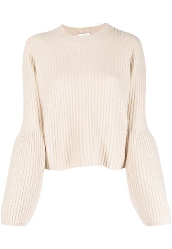 Allude fisherman's knit bishop-sleeved jumper - Toni neutri