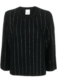 Allude rhinestone-stripes ribbed-knit jumper - Nero