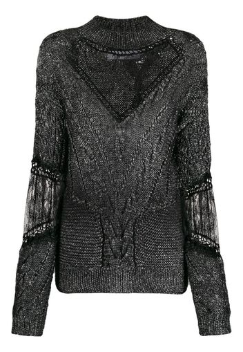 lace detailed cable knit jumper
