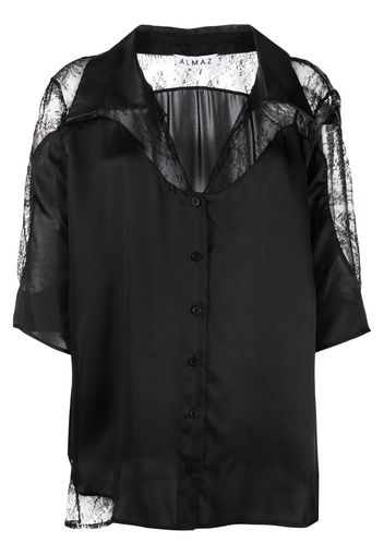 Camicia oversize con inserti in pizzo