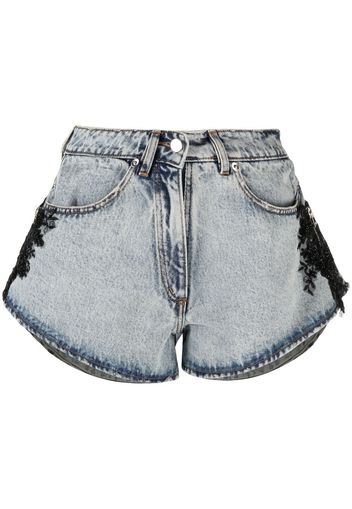 Almaz bead-embellished denim shorts - Grigio