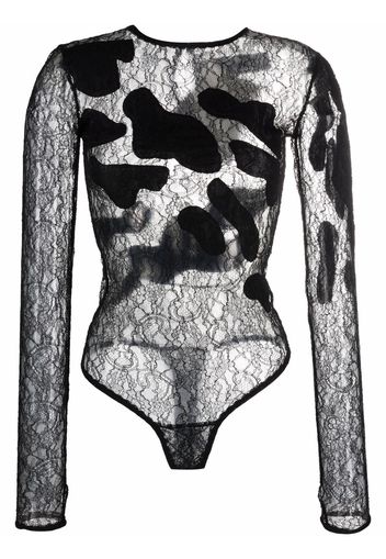 Almaz Body semi trasparente con ricamo - Nero