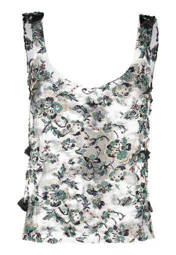 Almaz floral-embroidered sheer vest - Nero