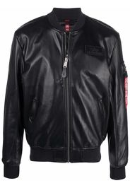 Alpha Industries logo-patch faux leather bomber jacket - Nero