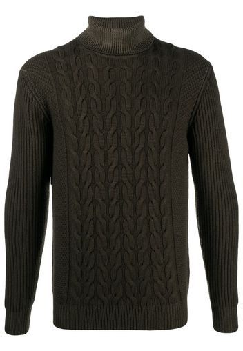 cable-knit roll neck jumper