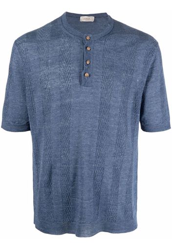 Altea striped button-front T-shirt - Blu