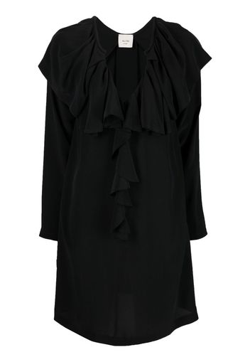 Alysi long-sleeve silk shift dress - Nero