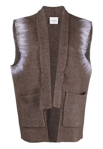 Alysi fur-trim knitted sleeveless cardigan - Marrone