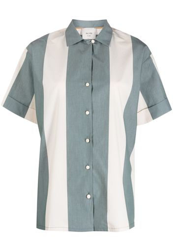 Alysi maxi striped cotton shirt - Blu