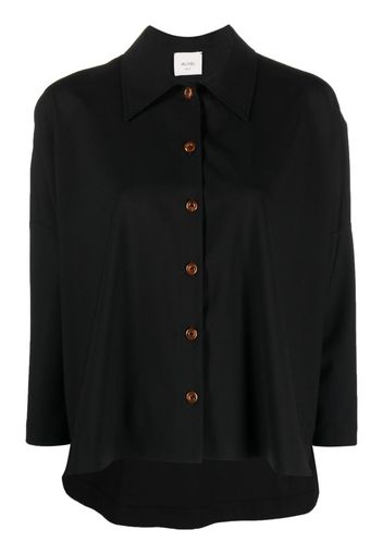 Alysi straight-point collar wool shirt - Nero