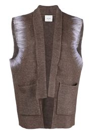 Alysi fur-trim knitted sleeveless cardigan - Marrone