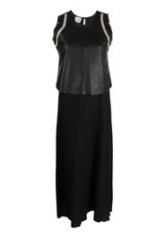 Alysi leather-top long dress - Nero