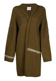 Alysi frayed-trim long cardigan - Verde