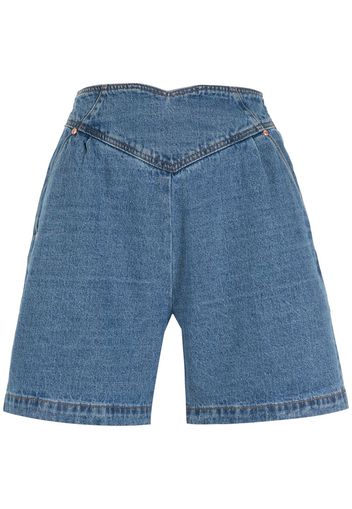 Amapô Shorts denim a vita alta - Blu