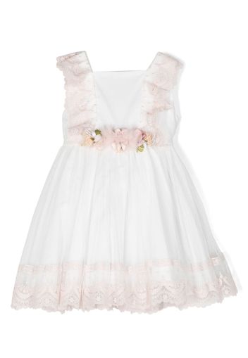 AMAYA sleeveless tulle flared dress - Bianco