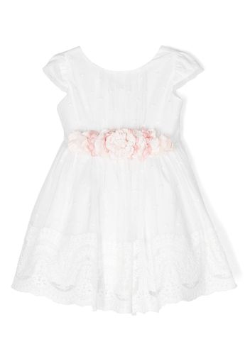 AMAYA lace belted flared dress - Bianco