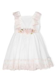 AMAYA sleeveless tulle flared dress - Bianco