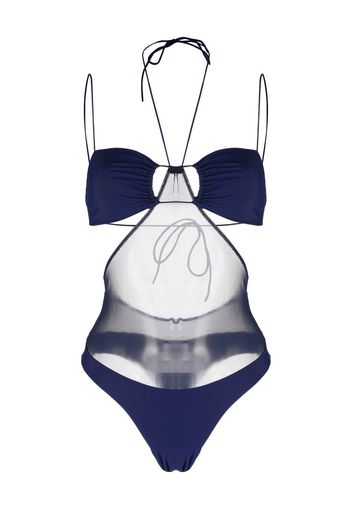 Amazuìn Kate sheer-panel strappy swimsuit - Blu