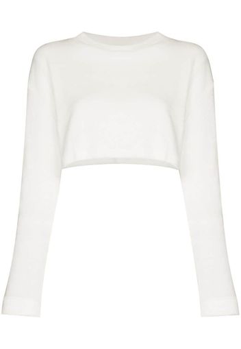 Terry cropped jersey top